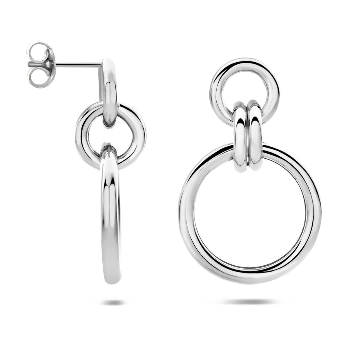 Orecchini pendenti in argento rodiato rotondi 925
