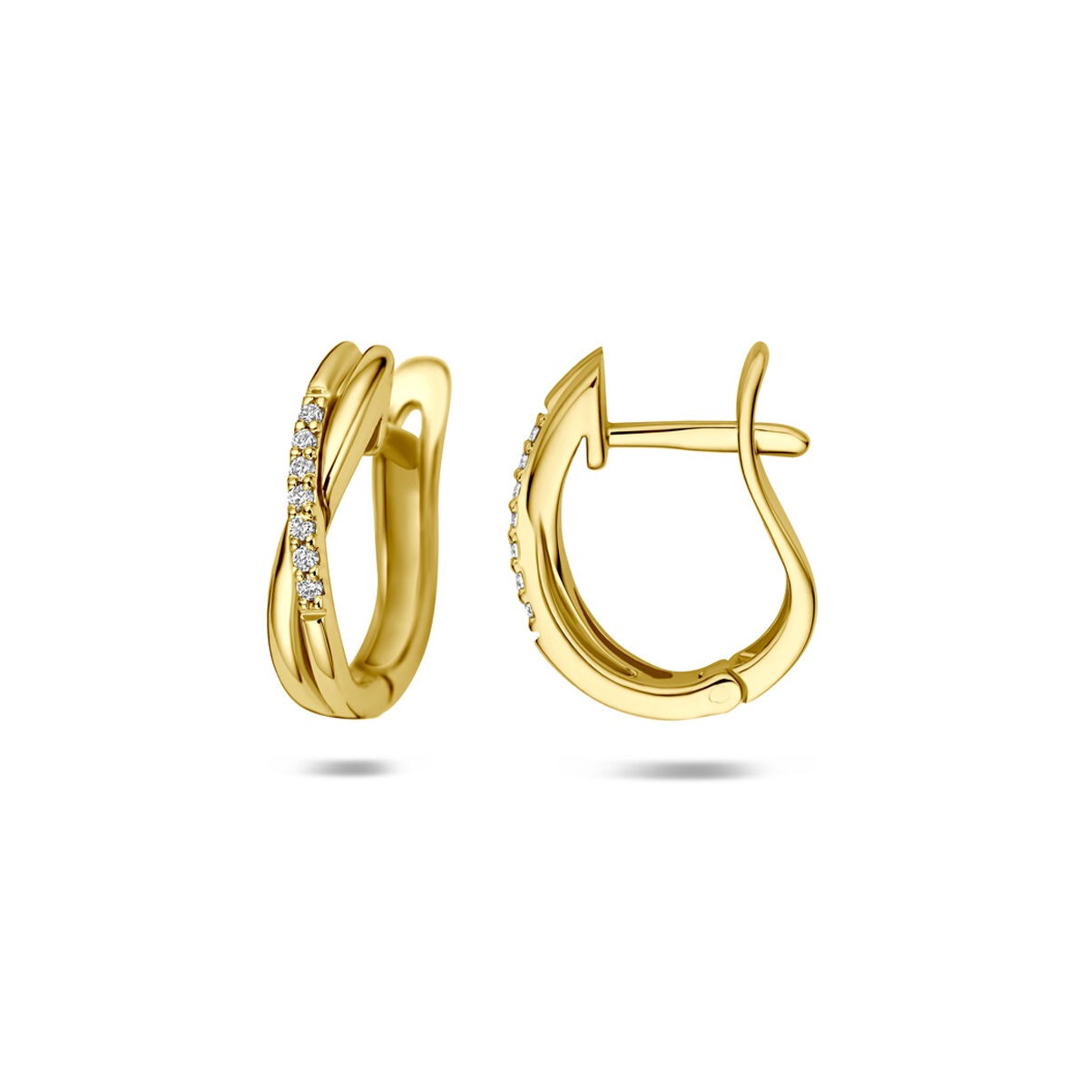 Orecchini a cerchio in oro giallo 14k con diamante lab grown