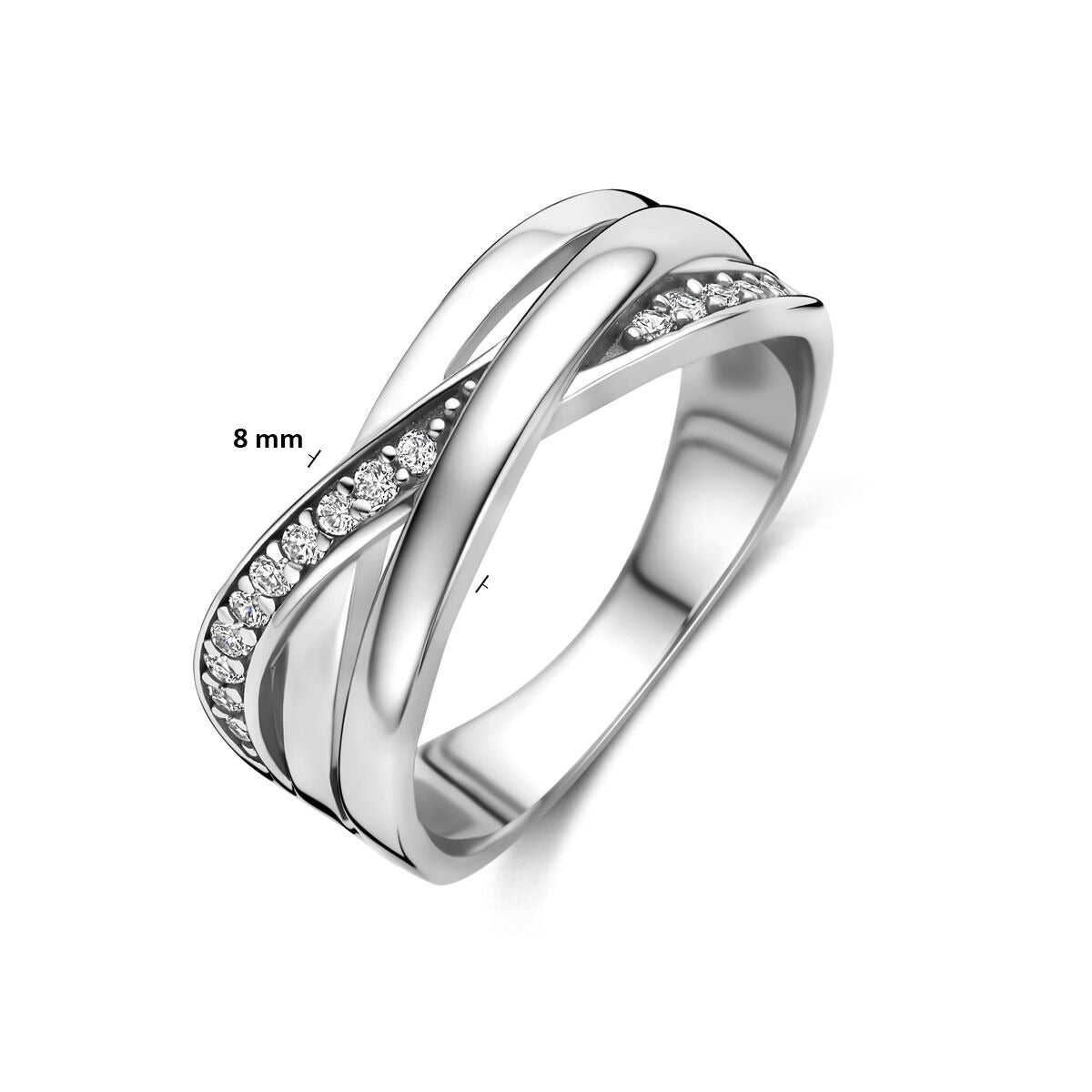 Anello in argento 925 rodiato con zirconia