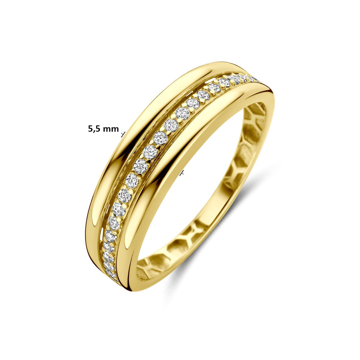 Anello da donna in oro con zirconia – oro giallo 14k