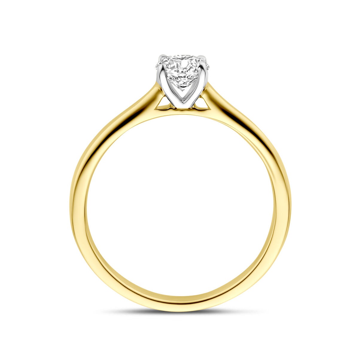 Anello bicolore in oro giallo e bianco 14k con diamante lab grown da 0,50 ct