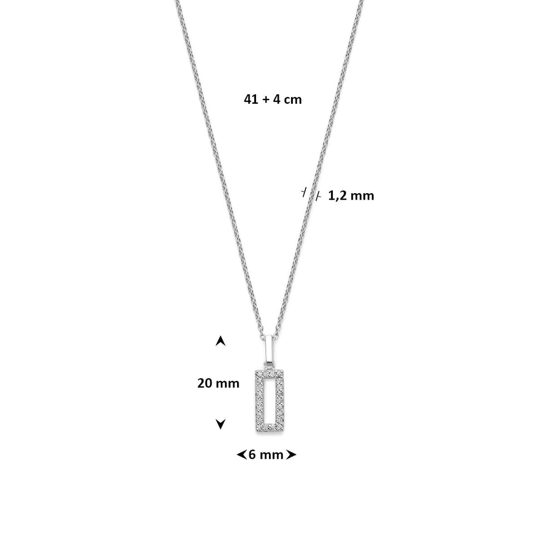 Gerhodineerd zilveren dames collier met zirkonia