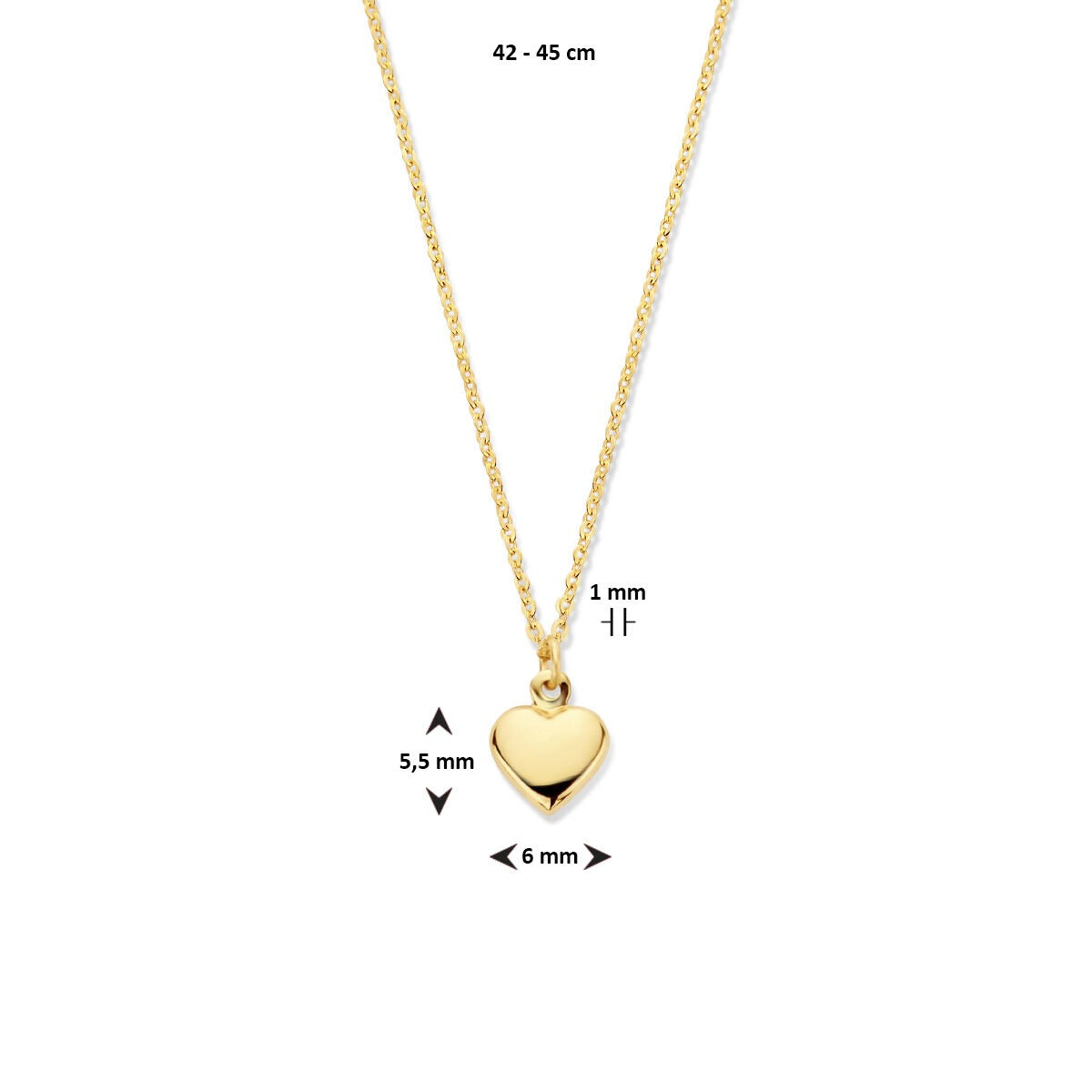 Collana in oro giallo 9k con cuoricino