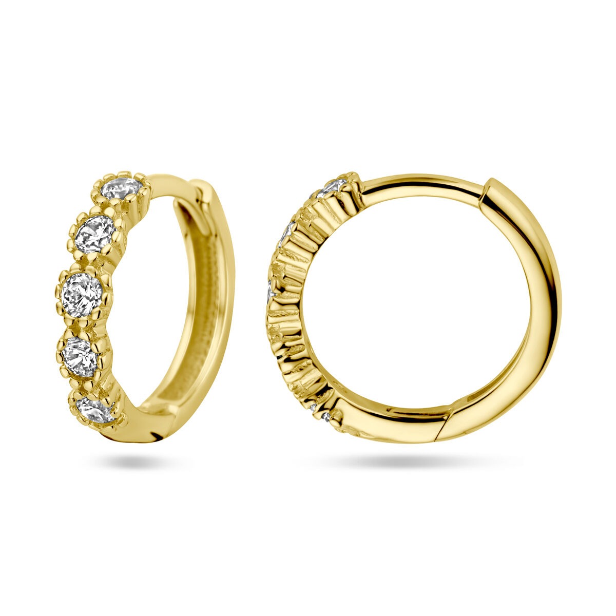orecchini a cerchio da donna in oro 14k con zirconia – 13 mm