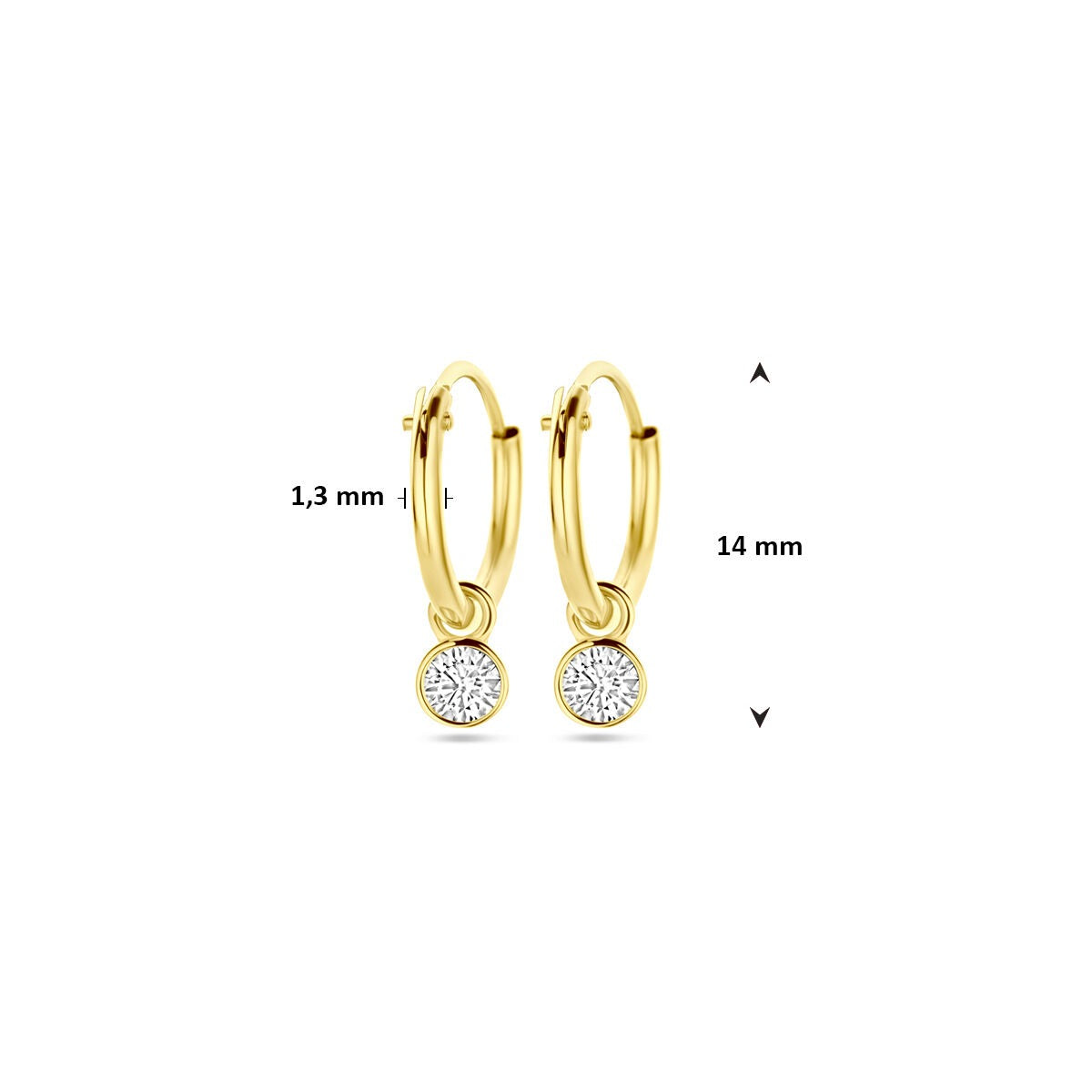 Orecchini a cerchio in oro con zirconia – 14k, castone