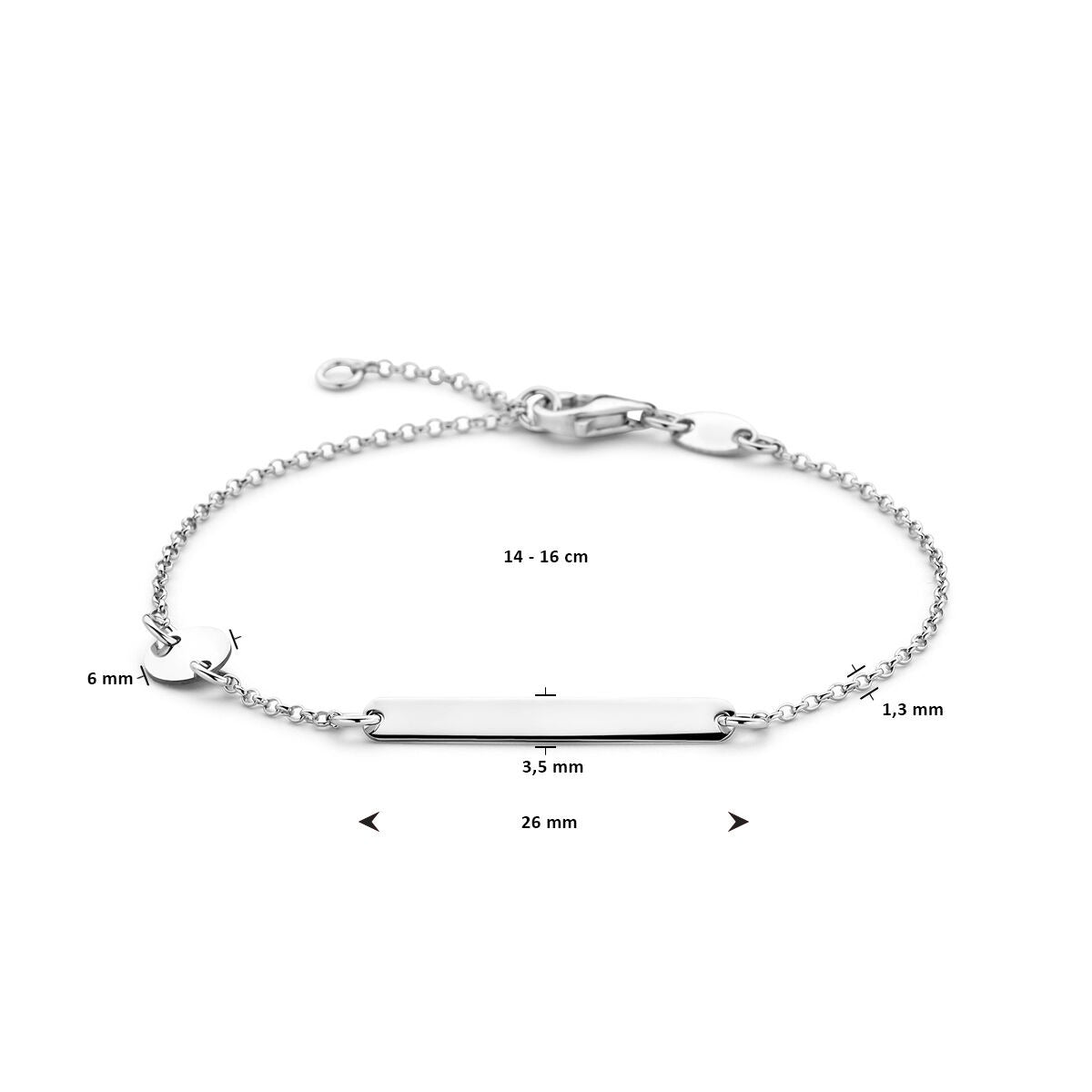 Bracciale da incisione per bambini in argento rodiato con cerchio
