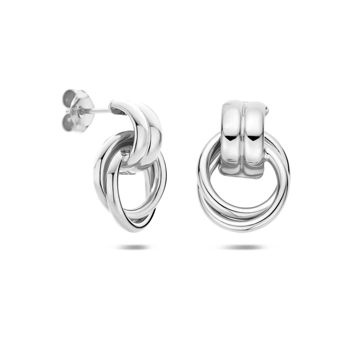 Orecchini a bottone in argento 925 rodiato 20 x 13.5 mm