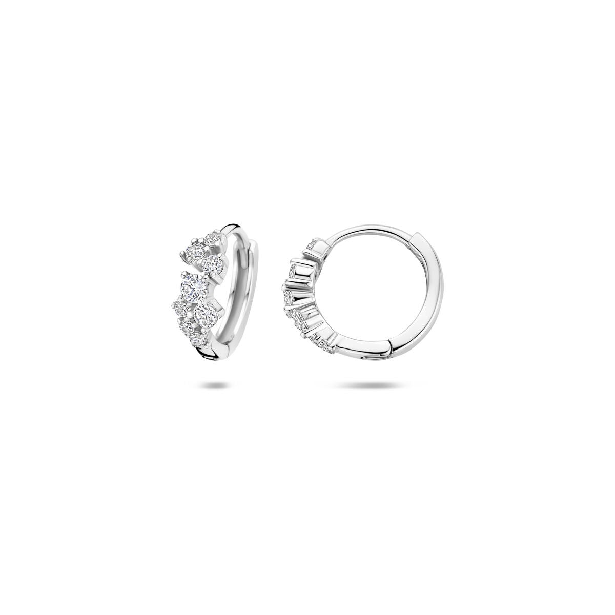Orecchini a Cerchio in Argento Rodiato con Zircone
