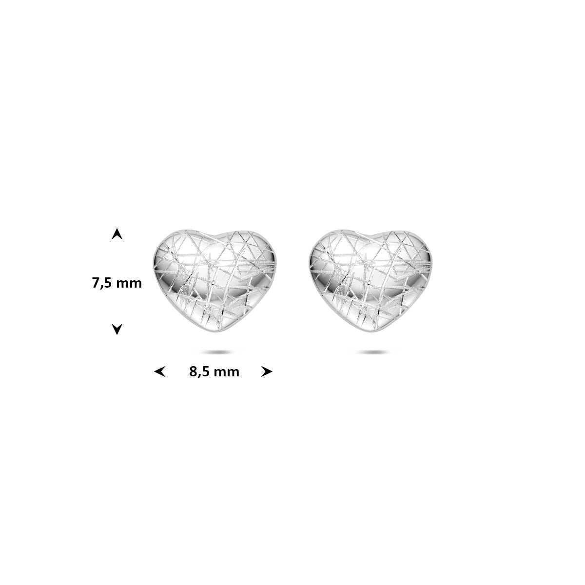 Orecchini a bottone a cuore in argento 925 rodiato