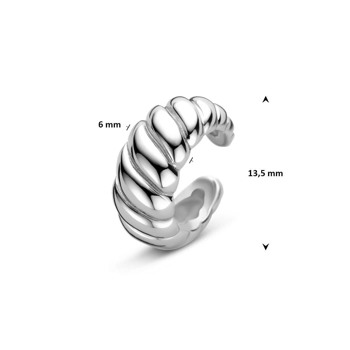 Ear cuff in argento – rodiato 925, 13.5x6mm