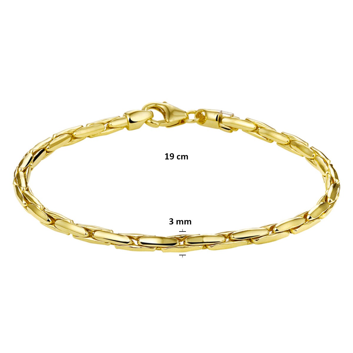 Bracciale in oro giallo 9k con anima d'argento
