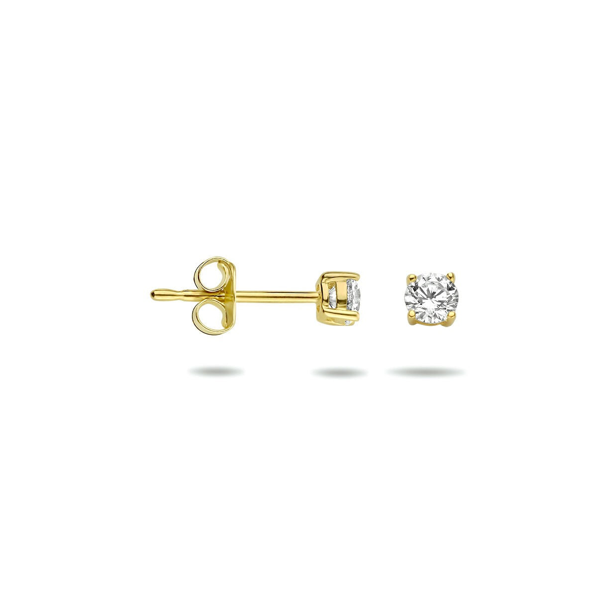 Orecchini a lobo in oro giallo 9k con Zircone