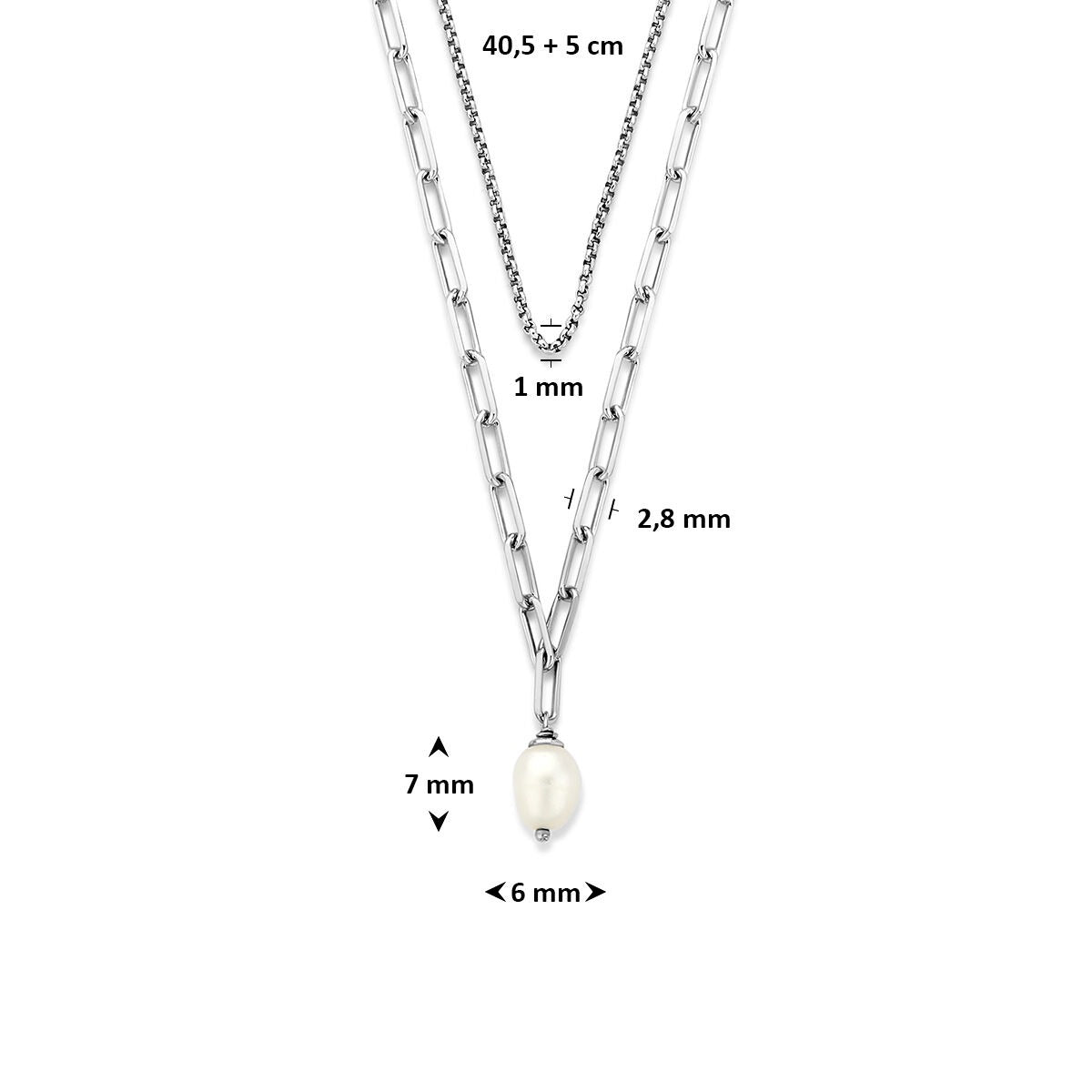 Collana in Argento Rodiato con Perla