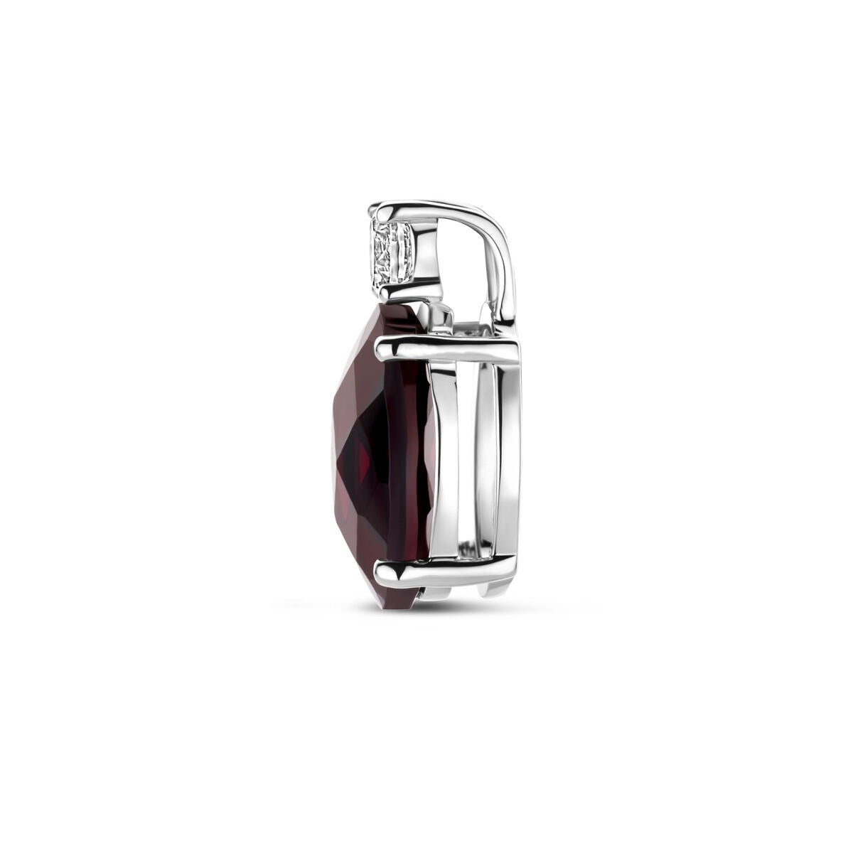 Ciondolo in argento con granato e zirconia – argento 925 rodiato, 13 x 8 mm