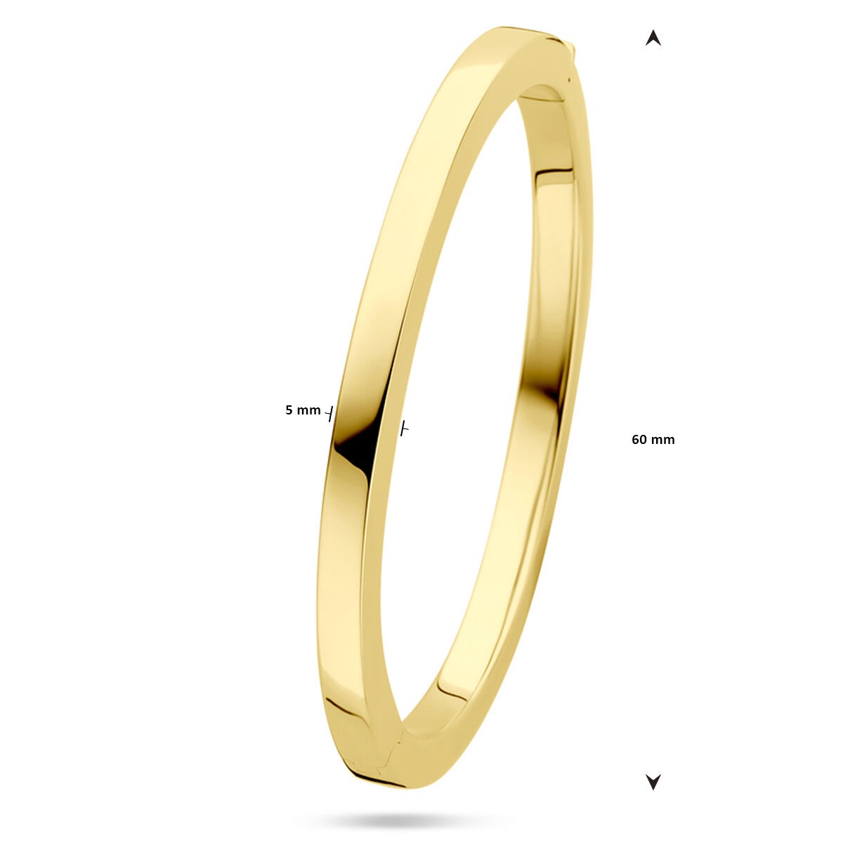 Bangle in oro giallo 14k – larghezza 5 mm, con chiusura a cerniera