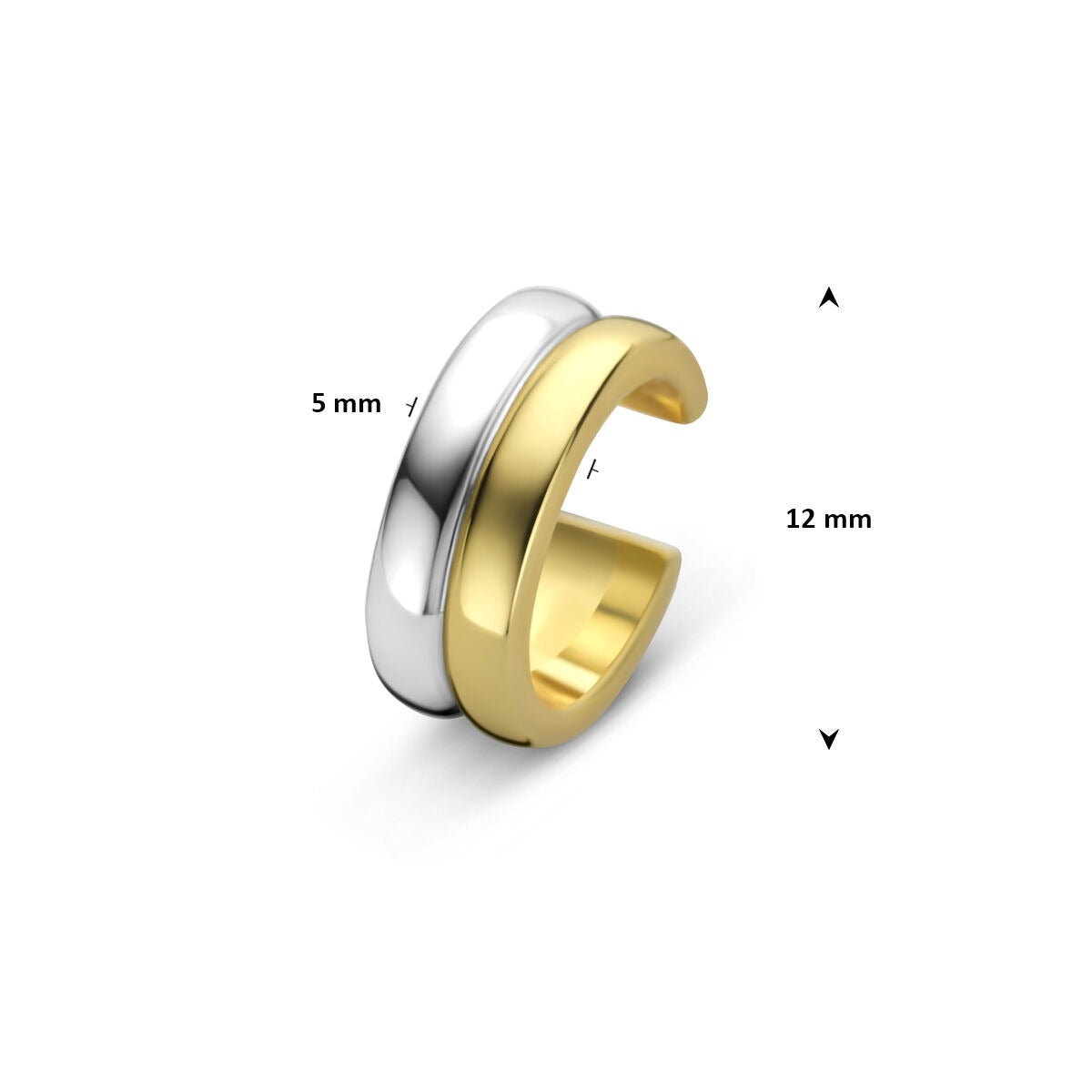 Ear cuff bicolore dorato e rodiato – argento 925