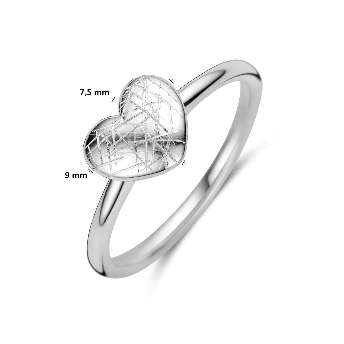 Anello in argento 925 rodiato con cuoricino