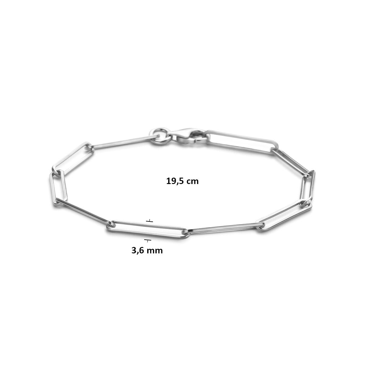 Bracciale da donna in argento rodiato maglia ancora 3,6 mm 19,5 cm