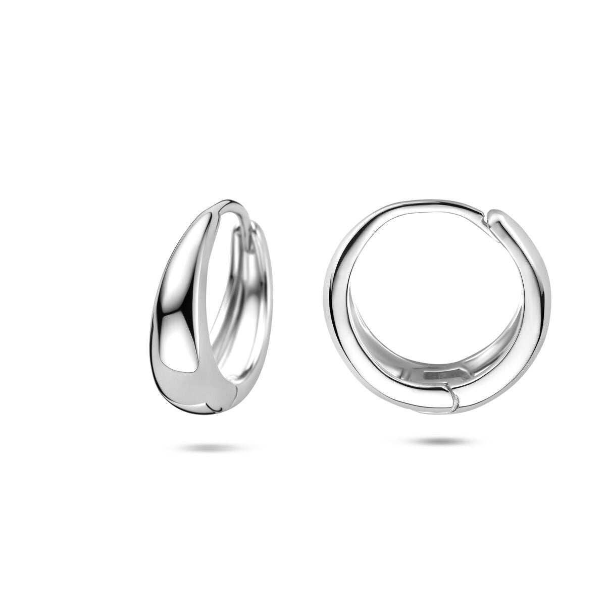 Orecchini a cerchio da donna in argento rodiato 14x5mm