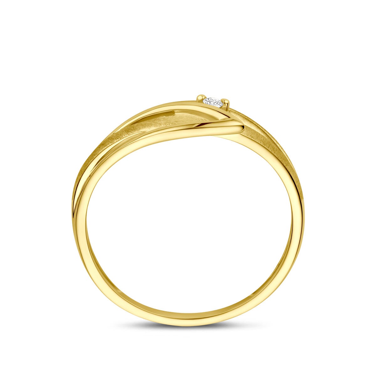 Anello da donna in oro giallo 14k con diamante – 7 mm di larghezza