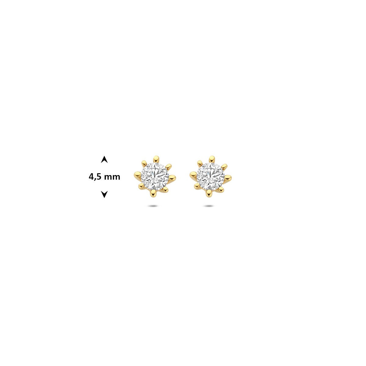 Orecchini a bottone in oro giallo 9k con zirconia