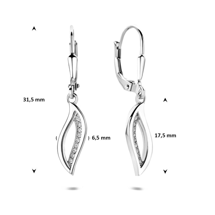 Gerhodineerd 925 zilveren oorhangers met zirkonia