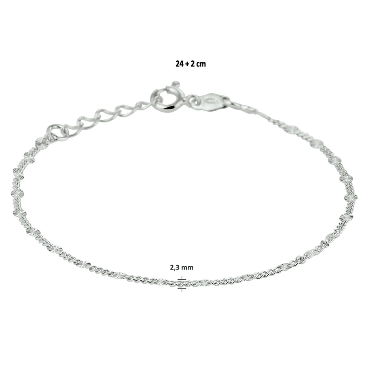 Cavigliera in argento rodiato – 24-26 cm