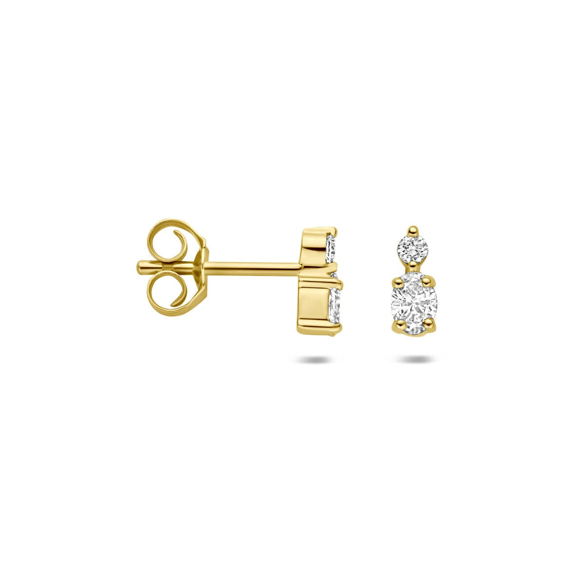 Orecchini a bottone in oro giallo 14K con diamante lab grown