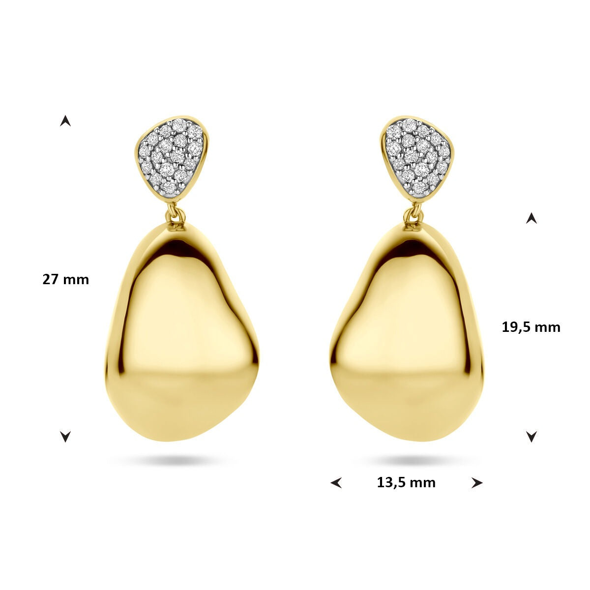 Orecchini pendenti in oro giallo 14k con diamante – 0.20ct (2x 0.10ct) h si 27 mm
