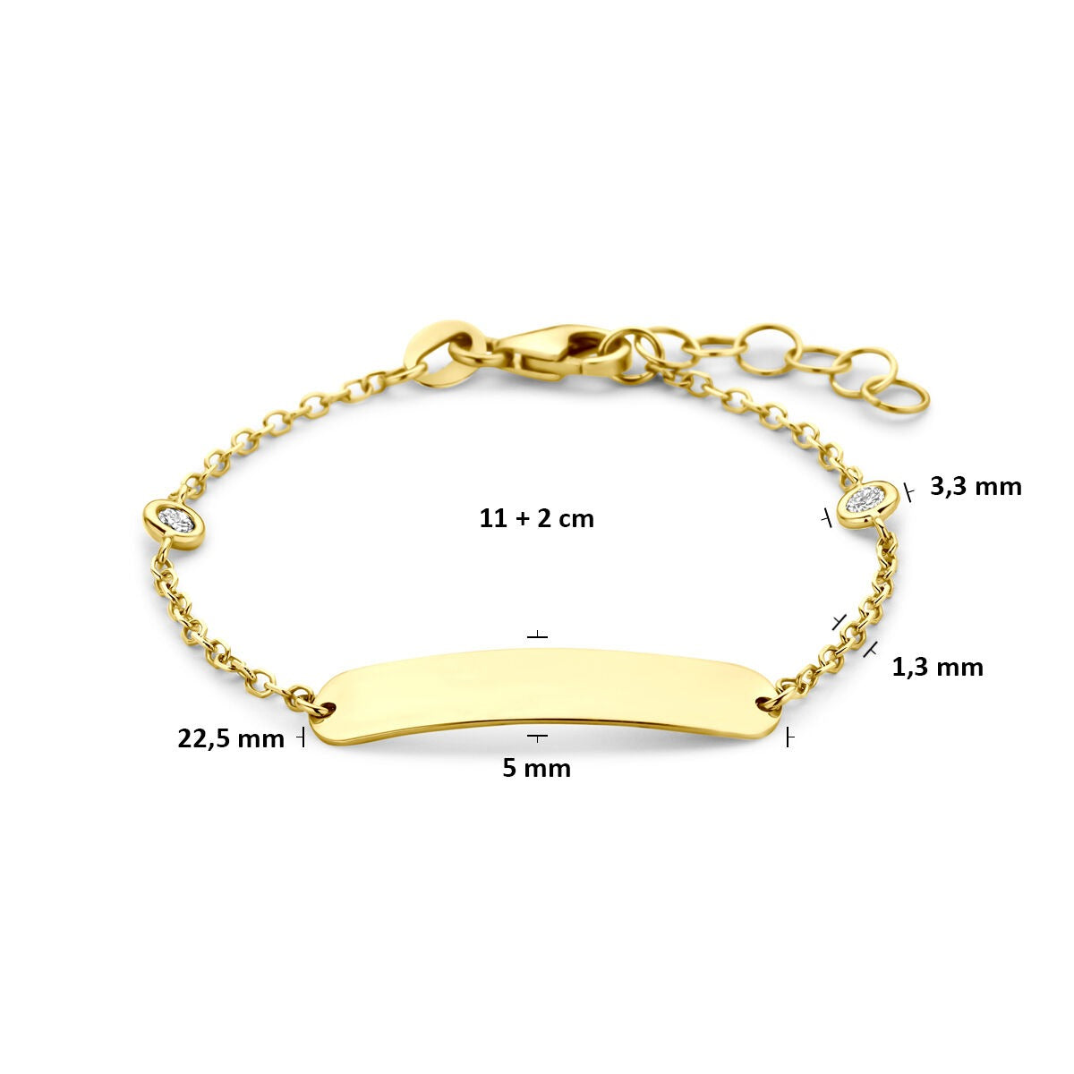 Bracciale da incisione per neonati in oro giallo 14k con diamante lab grown
