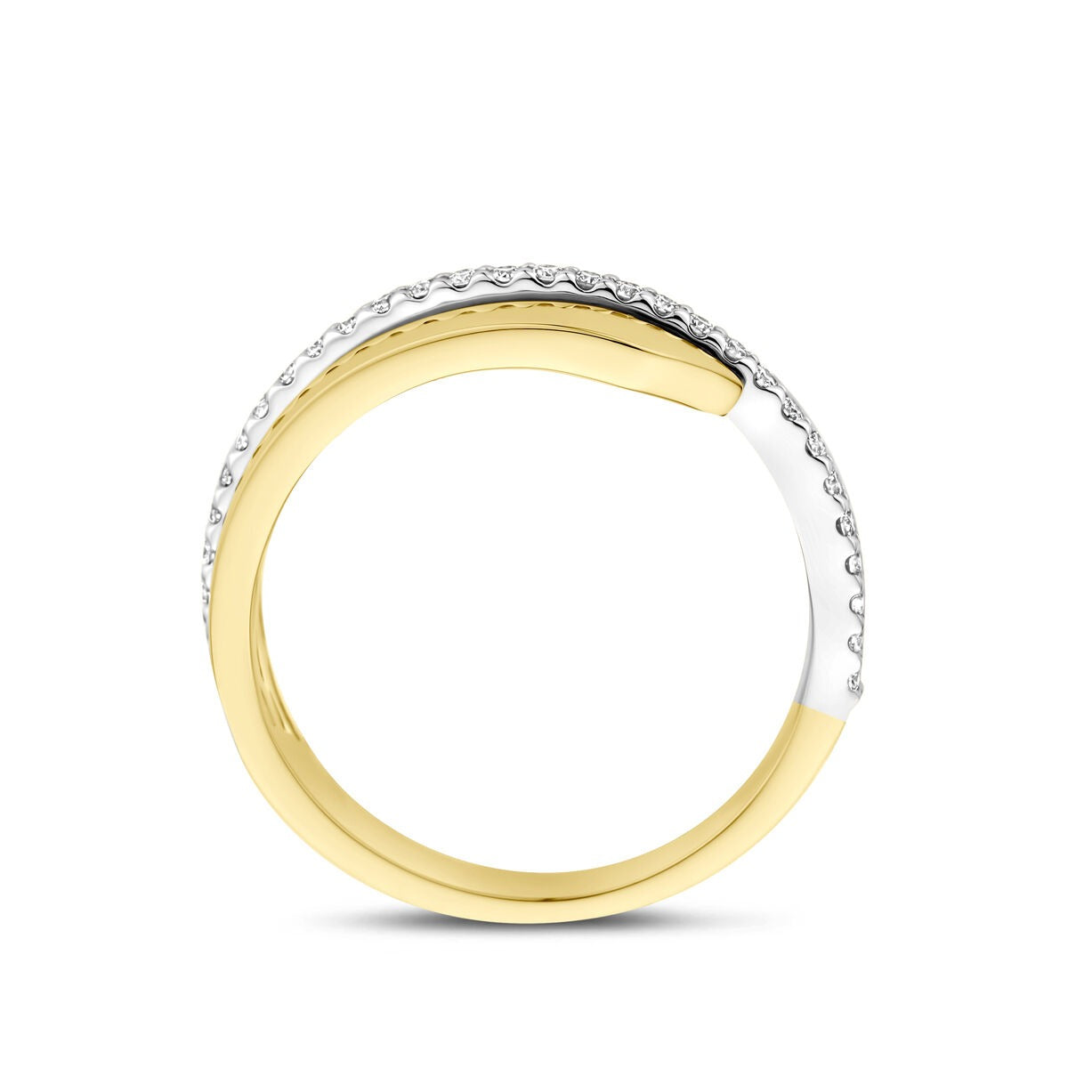 Anello in oro bicolore 14k con diamante 0.21ct