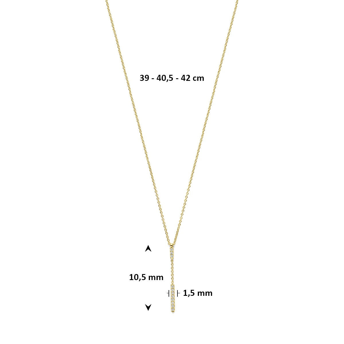 Collana a Y in oro giallo 14k con diamante