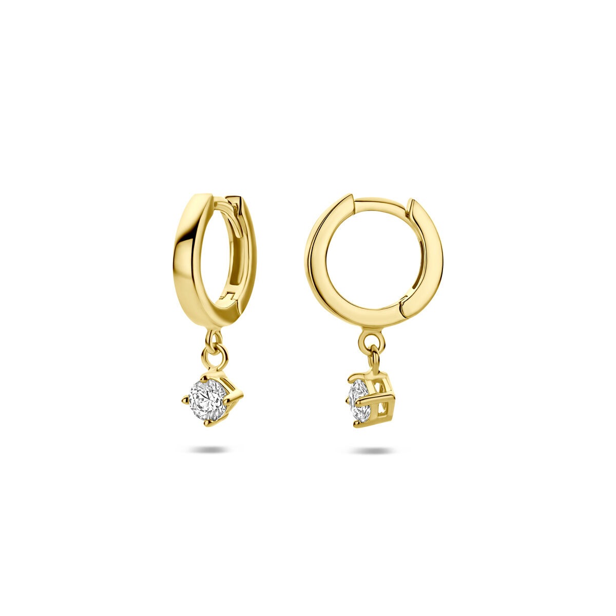 Cerchi orecchini in oro giallo 14k con zirconia