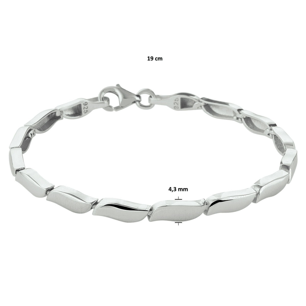 Bracciale in argento con finitura lucida/opaca – rodiato 925