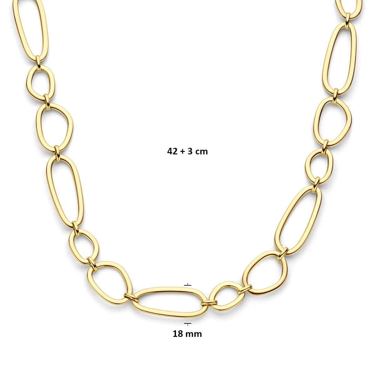 Collana in oro giallo 14k con struttura a maglie larghe