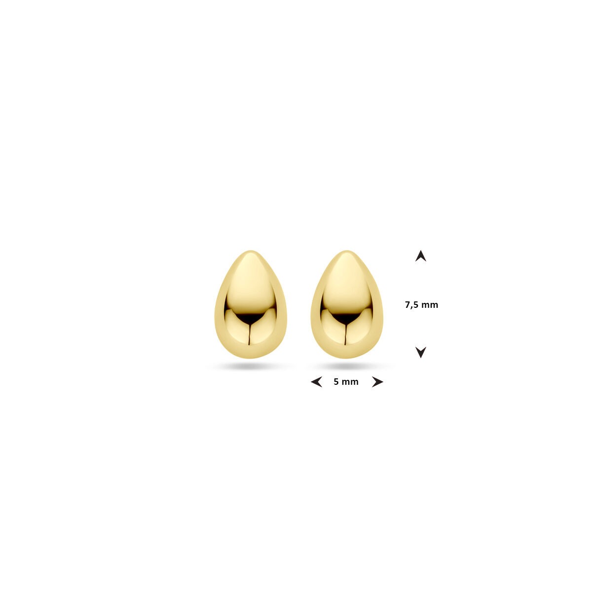 Orecchini a bottone in oro giallo 9k a goccia 7.5 x 5 mm
