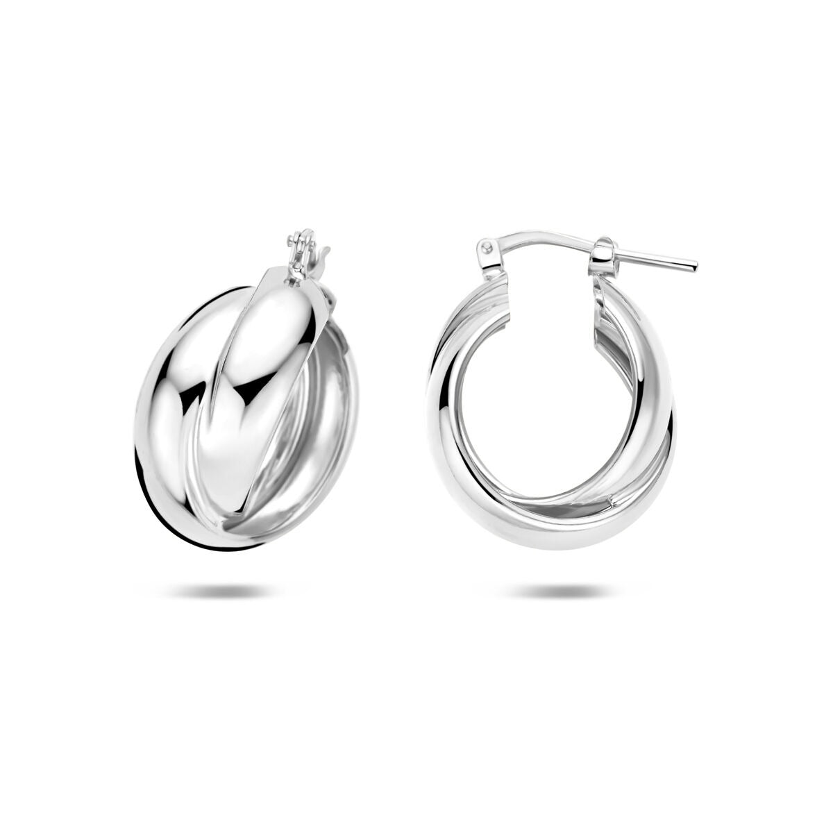 Orecchini a cerchio in argento 925 rodiato 22 x 10 mm