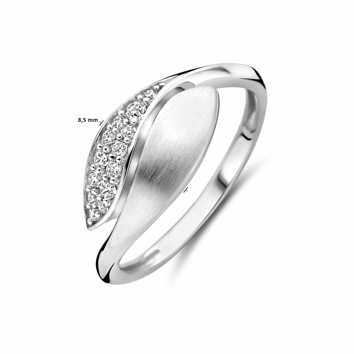 Anello in argento con zircone taglio brillante – argento 925 rodiato, largo 8,5 mm