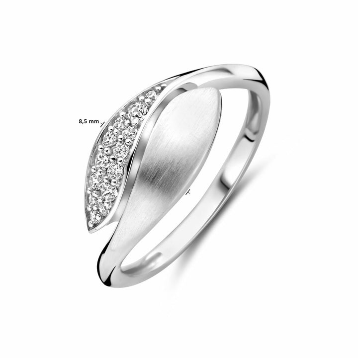 Zilveren ring met briljant geslepen zirkonia – gerhodineerd 925 zilver, 8,5 mm breed