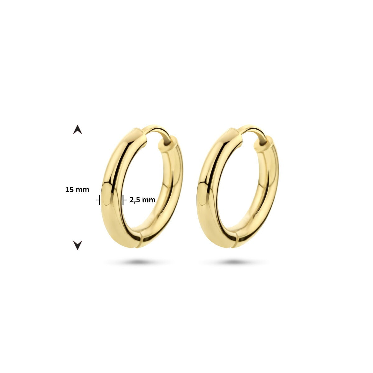 Orecchini a cerchio in oro 9k – 15 mm