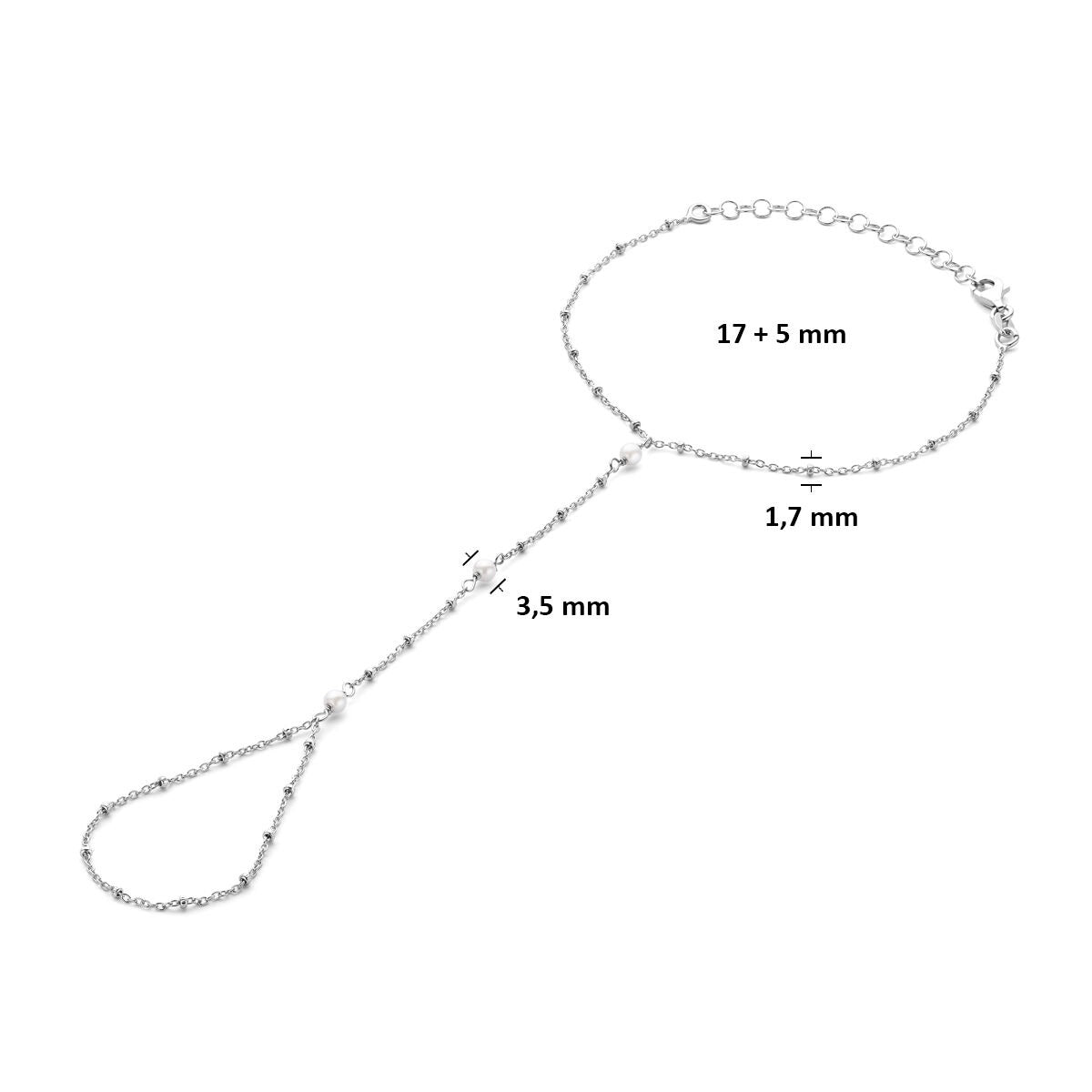 Gioiello da mano in argento con perle – rodiato 925
