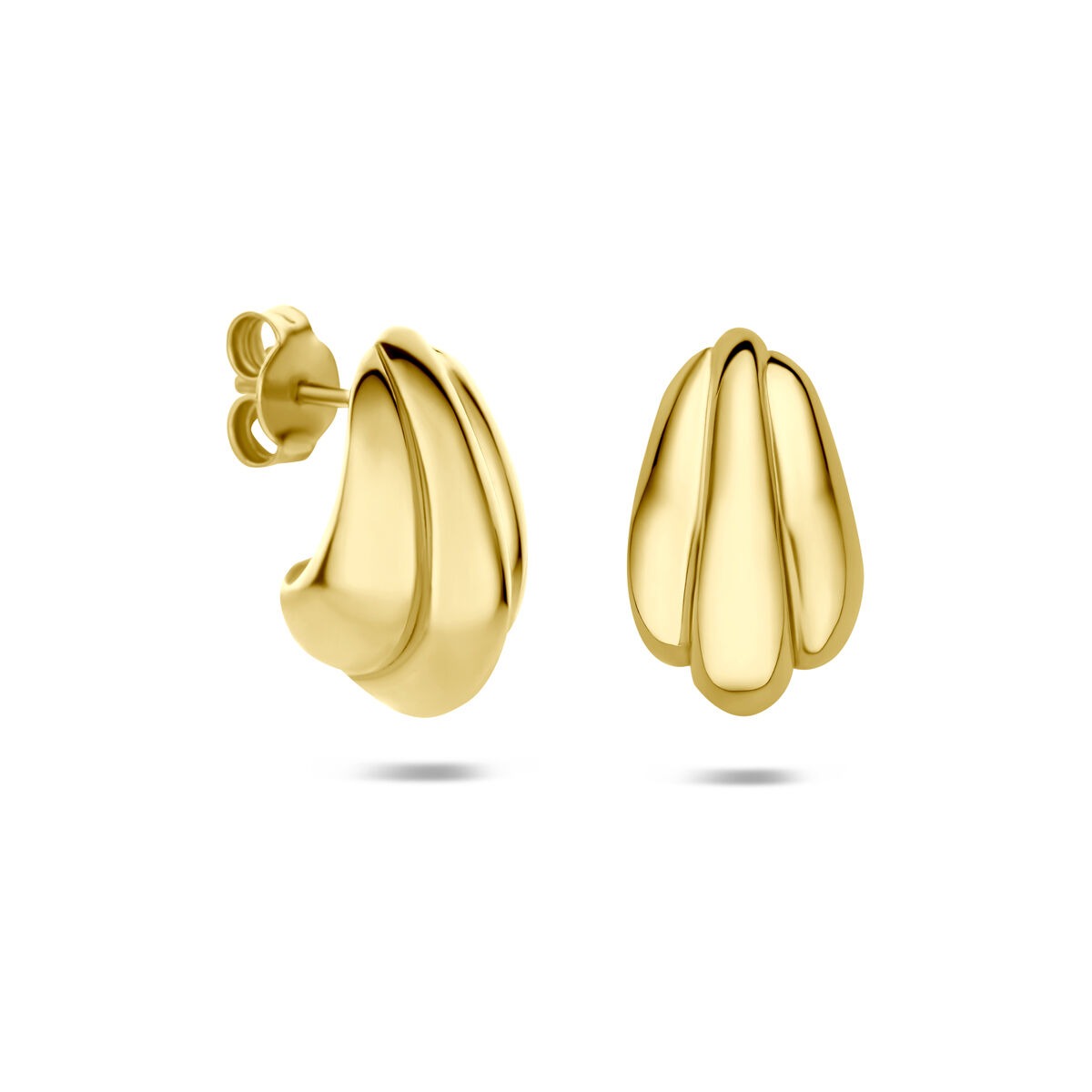 Orecchini a bottone in argento 925 placcato oro 16,5 x 10 mm da donna