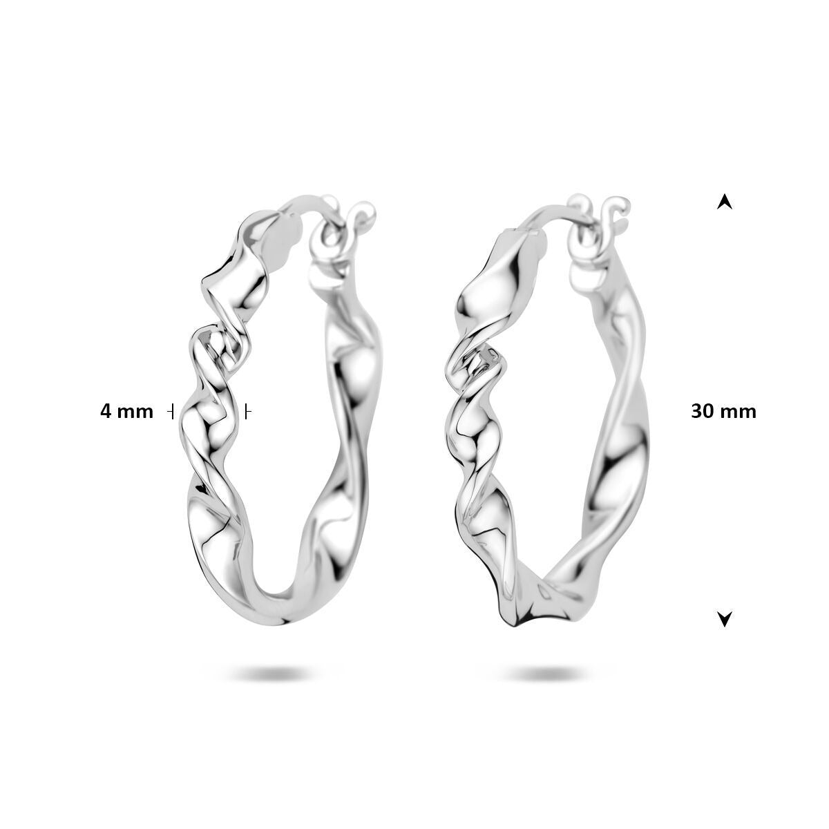 Orecchini a cerchio in argento da donna – rodiati 30 mm