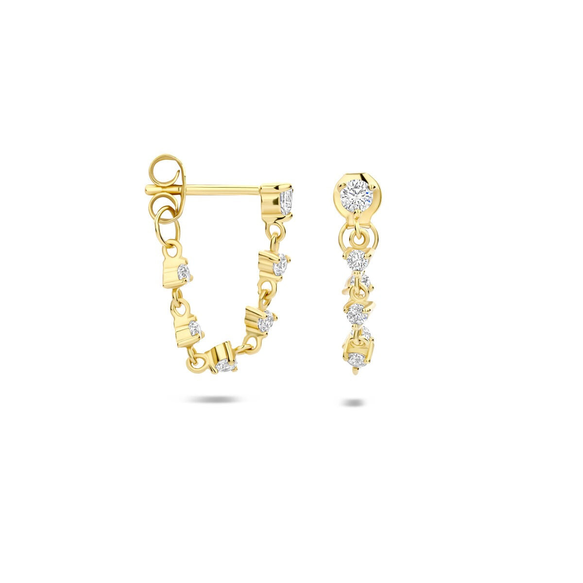 Orecchini pendenti in argento dorato con zirconia – argento 925