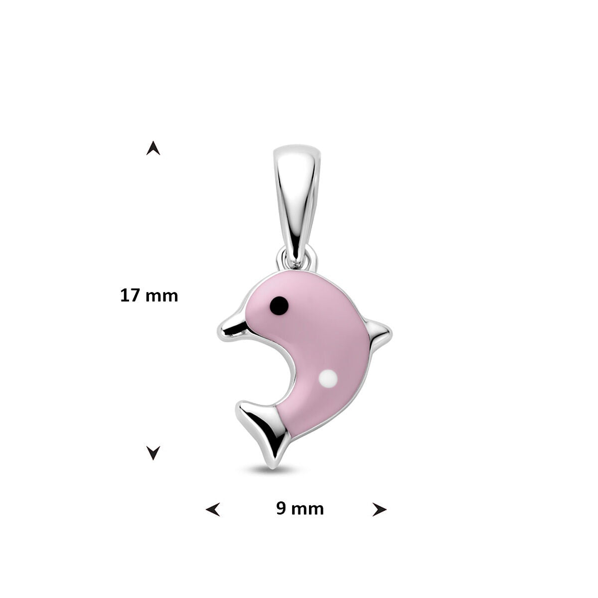 Ciondolo per bambini in argento a forma di delfino – rodiato 925 con smalto