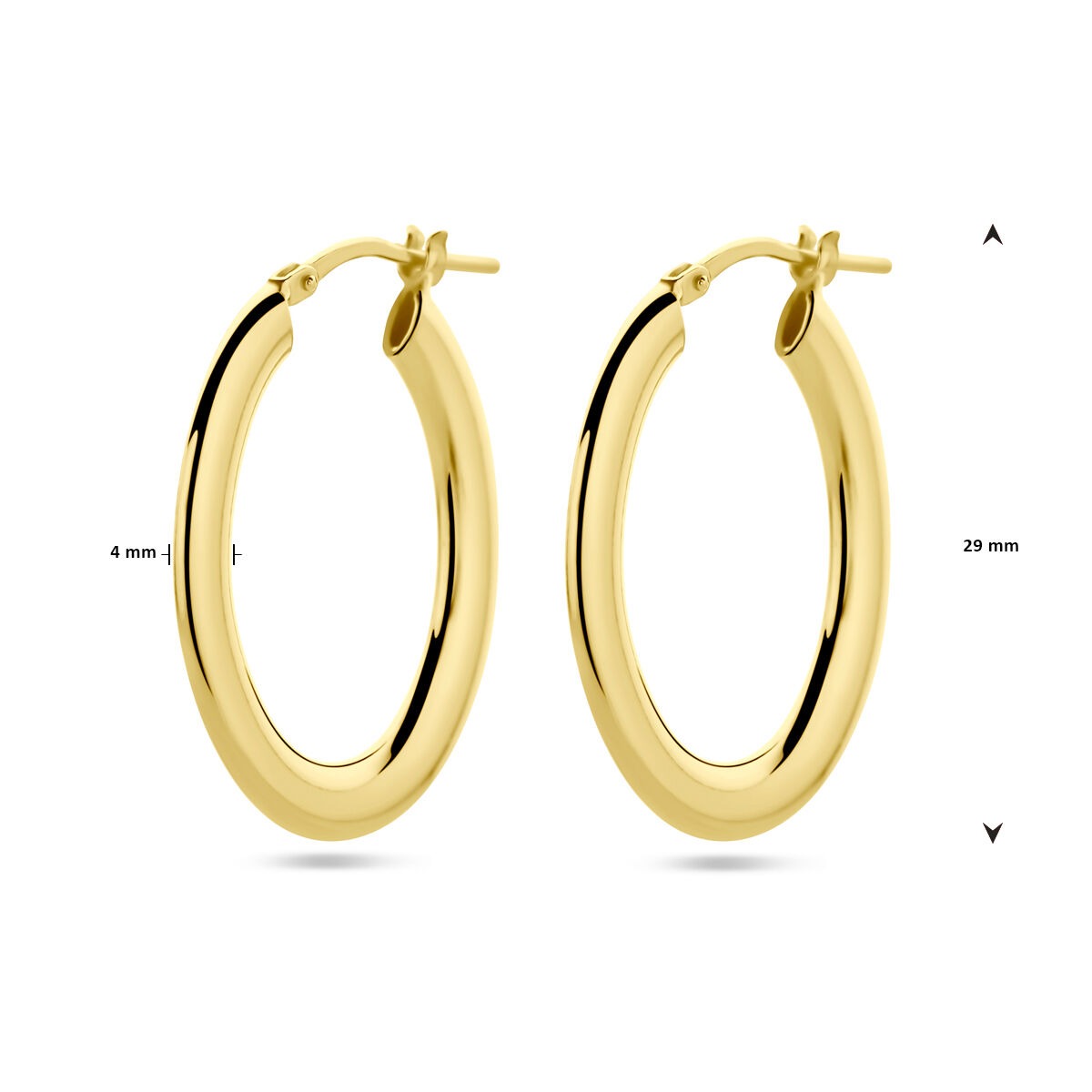 Orecchini a cerchio in argento placcato oro – 29x4 mm