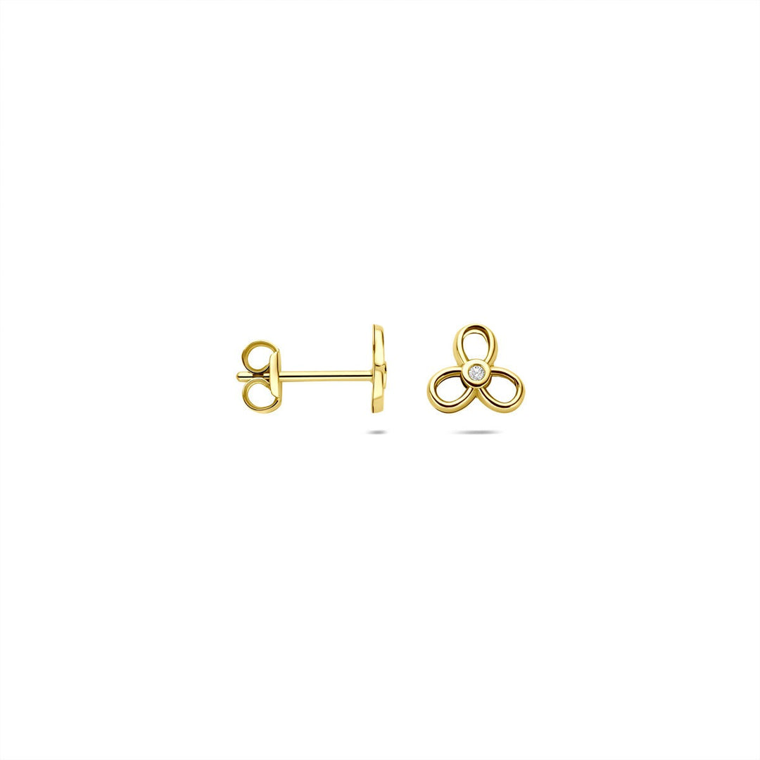 9k geelgouden oorknoppen met zirkonia – 6x6,5mm