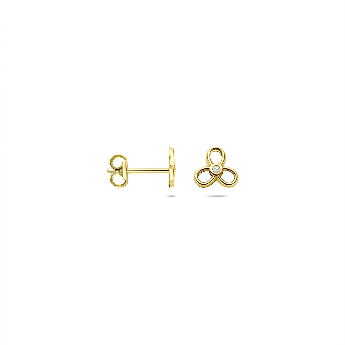 Orecchini a bottone 9k in oro giallo con zirconia – 6x6,5mm