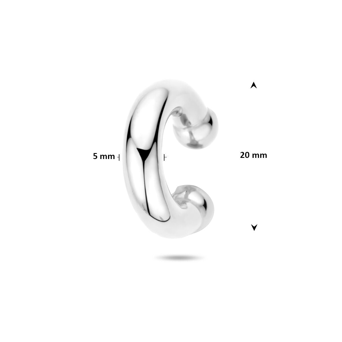 Ear cuff in argento 925 rodiato 20 x 5 mm