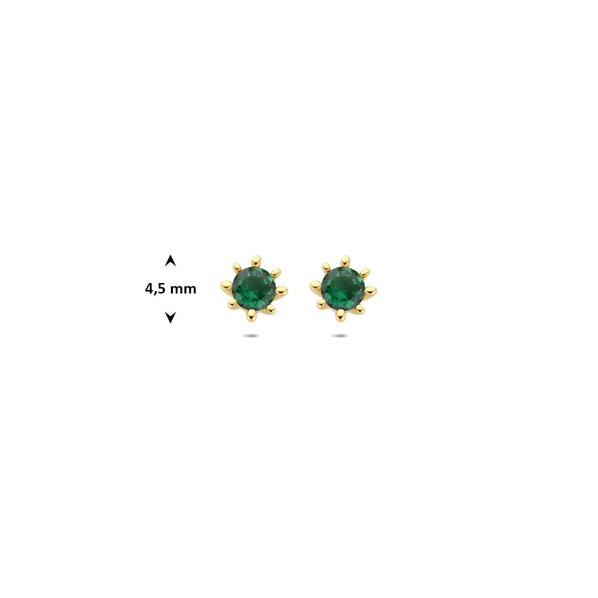 Orecchini a Bottone in Oro Giallo 9k con Zirconia Verde